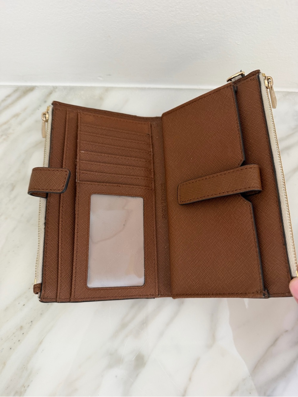 Michael Kors Cream and Brown MK Signature Shoulder Tote - Picture 11 of 11